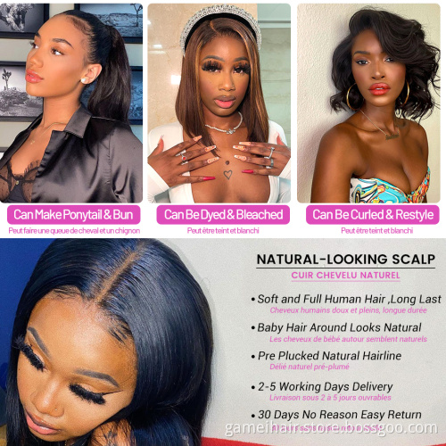 Wholesale Straight Bob Wig  Hd Full Lace Front Wig For Black Women Cheap Raw Indian Virgin Human Hair Lace Frontal Short Bob Wig